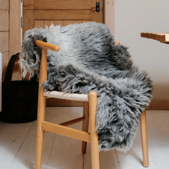 British Sheepskin Rug - Grey, Cream & Brown